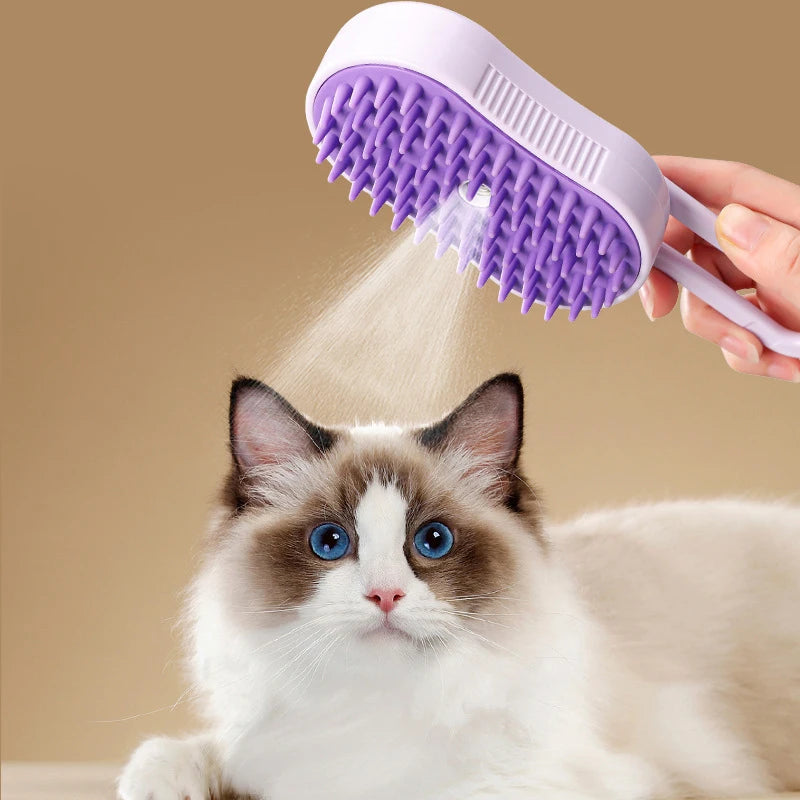 Electric Pet Steam Brush 3-in-1 Grooming & Massage Comb