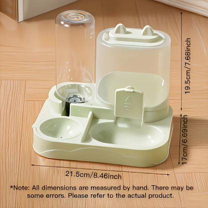 Pet Drinking and Feeding Unit Separates Dry and Wet Food Made of Durable Plastic with Transparent Design Without Battery for Cat