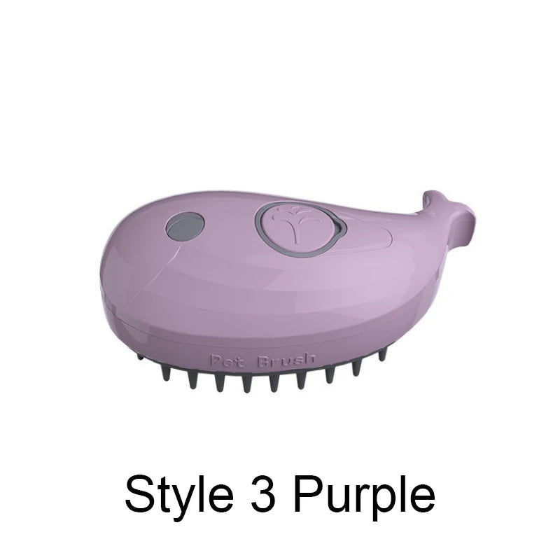Style 3 Purple Color Electric Pet Steam Brush 3-in-1 Grooming & Massage Comb