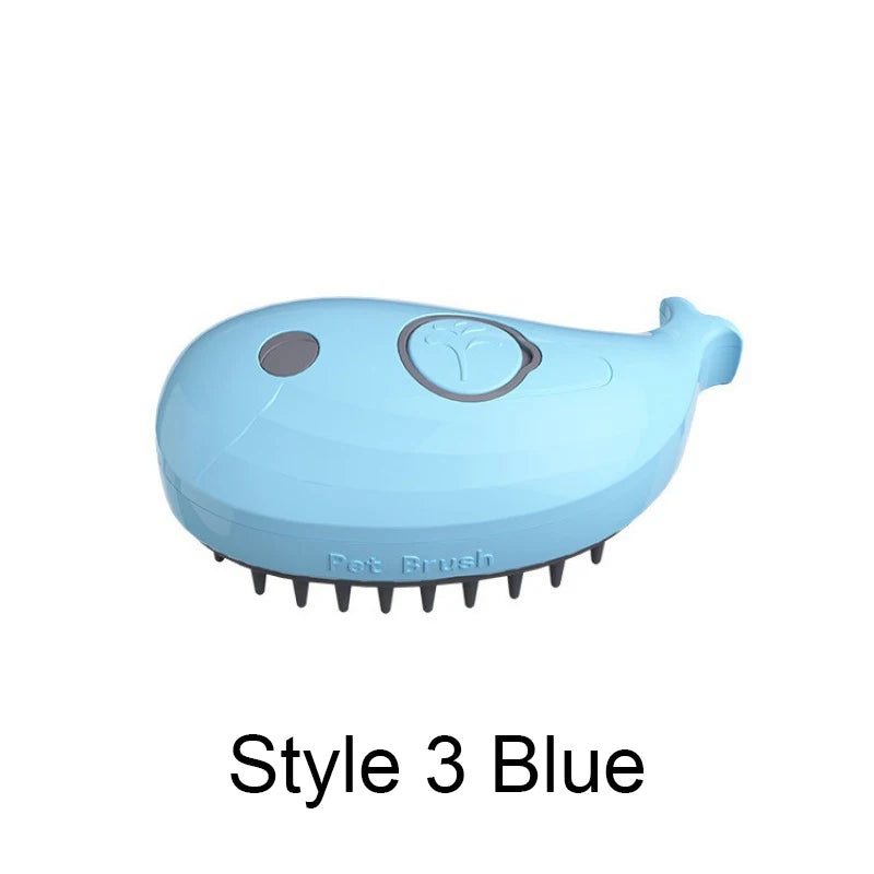 Style 3 Blue Color Electric Pet Steam Brush 3-in-1 Grooming & Massage Comb