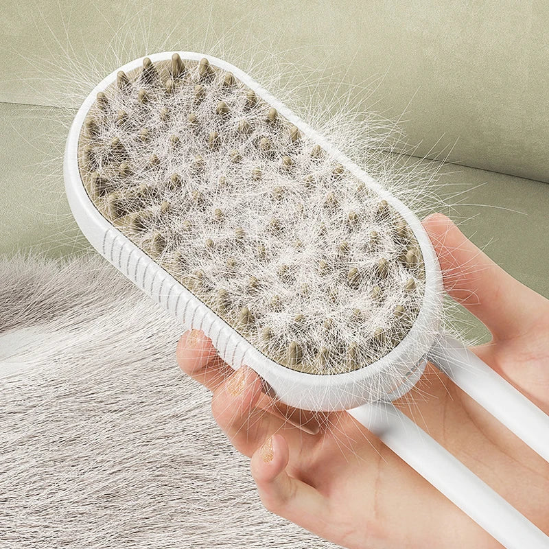 Electric Pet Steam Brush 3-in-1 Grooming & Massage Comb