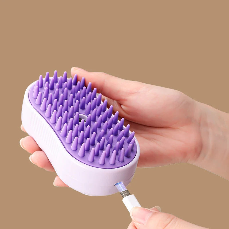 Electric Pet Steam Brush 3-in-1 Grooming & Massage Comb